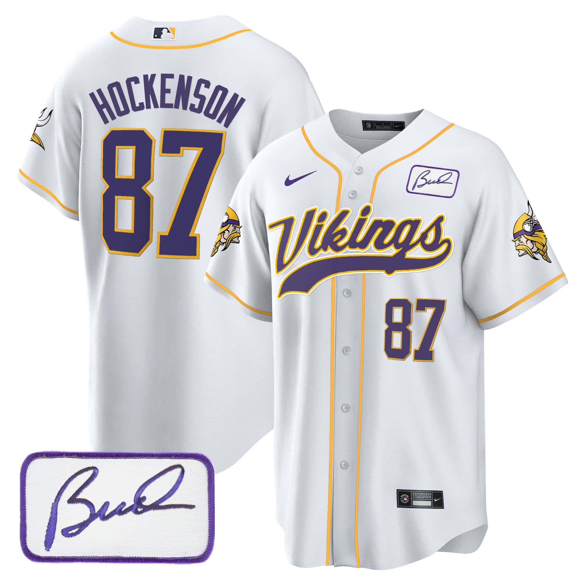 Men Minnesota Vikings #87 Hockenson White 2024 Nike Bud Grant Patch Classic Baseball NFL Jersey->indianapolis colts->NFL Jersey